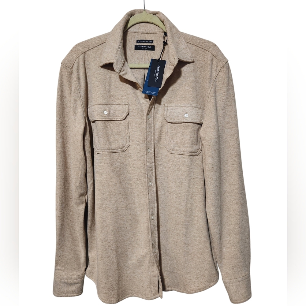 NEW! Kenneth Cole New York Mobility Knit Shirt Tan Size Medium
